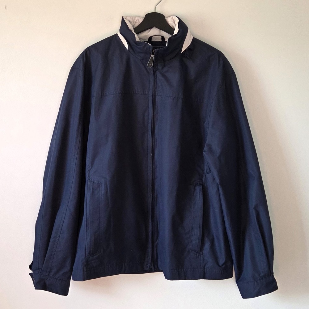 2012 London Fog Men's Size L Jacket w/Packable Hood Adj Cuffs Spring Fall
